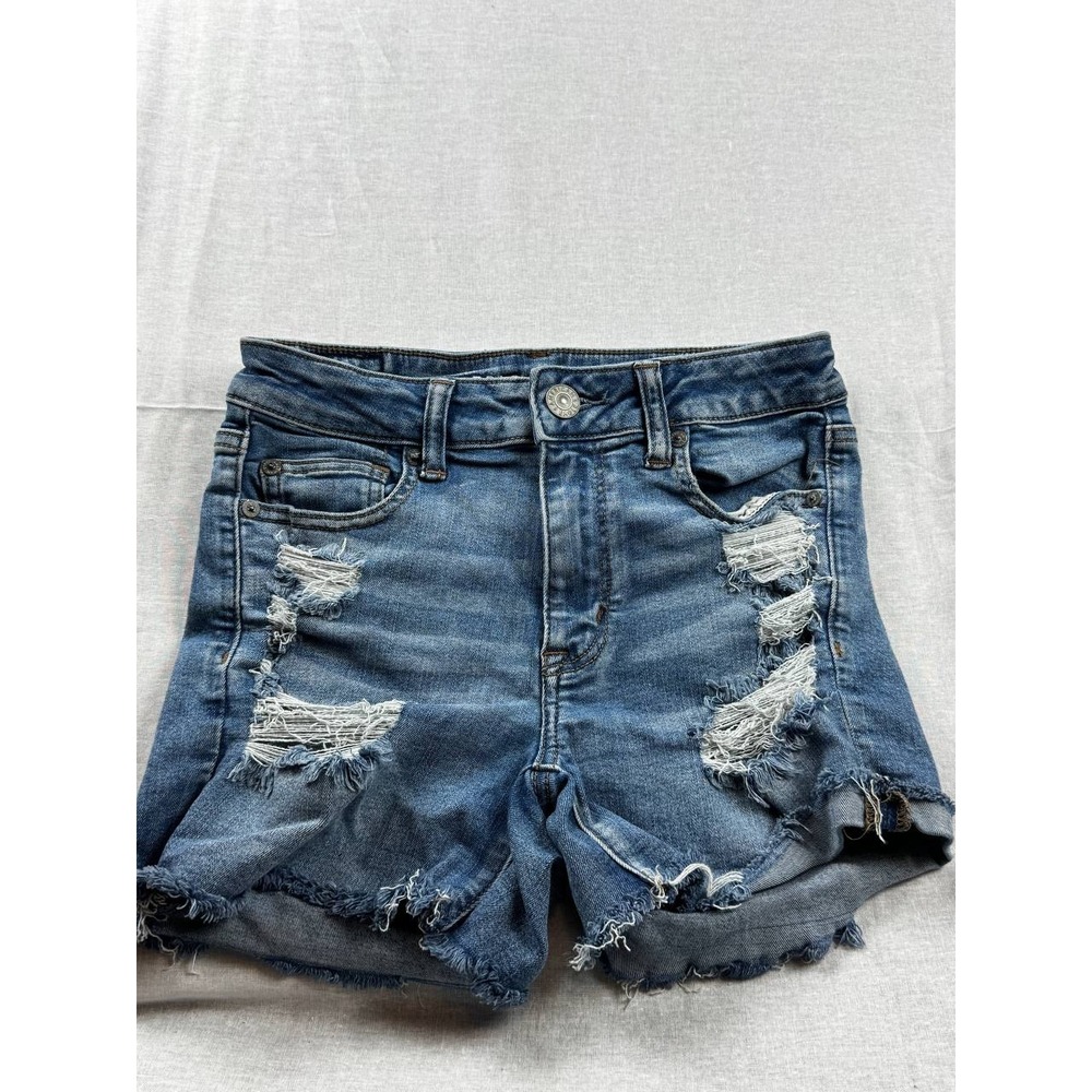 American Eagle Next Level Stretch Distressed Denim Shorts Medium Wash Size 4